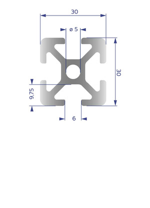 Alumínium Profil I6 30x30 - Kép 1.