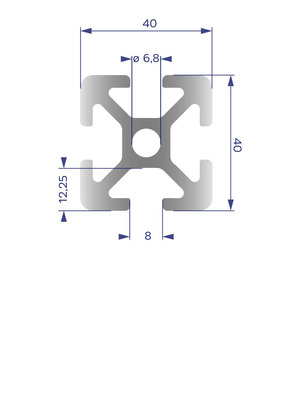 Alumínium Profil I8 40x40 - Kép 1.