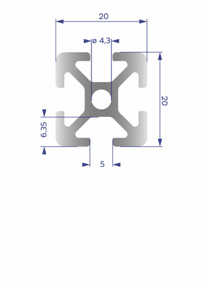 Alumínium Profil I5 20x20 - Kép 1.
